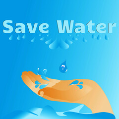 A hand with a water drop for water conservation concept for conserving natural resources.