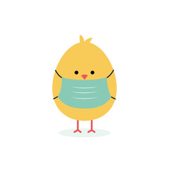 easter chicken in a medical mask
