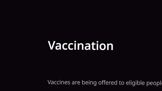 Coronavirus vaccine COVID-19. Vaccine and vaccination against coronavirus, COVID-19, virus, flu. Concept for news, social or medical media. Highlighted phrase on the different text dark background.
