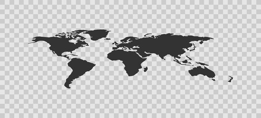 Globe world map icon on transparent background. Vector flat