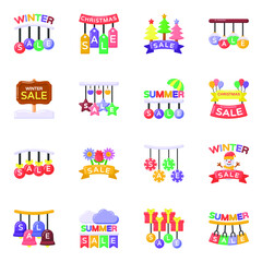 Fototapeta premium Pack of Sale Tags Flat Icons