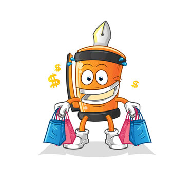 recommend clip art: pen shoping mascot. cartoon vector