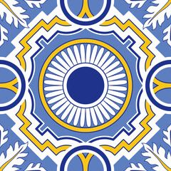 Talavera seamless pattern mosaic tiles, Mexican design azulejo