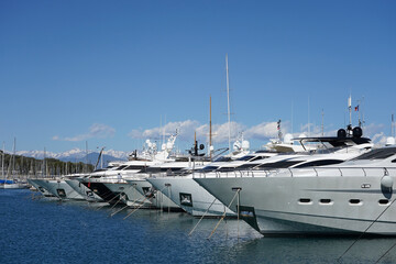 Fototapeta premium Yachts in the port on the Mediterranean sea. Antibes, France.