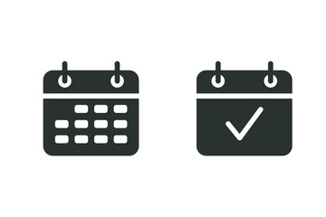 Calendar glyph icon. Simple solid style. Date, planner, pictogram, day, month, schedule, time event organizer symbol concept. Vector illustration isolated on white background. EPS 10.