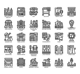 Set of downtown thin line and pixel perfect icons for any web and app project.