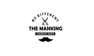 Berber shop logo design template