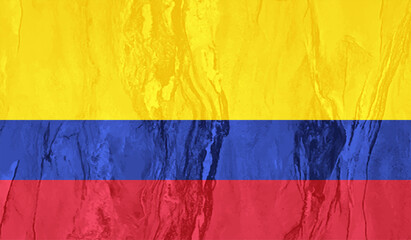 Grunge Columbia flag. Columbia flag with waving grunge texture.