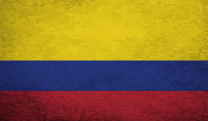Grunge Columbia flag. Columbia flag with waving grunge texture.