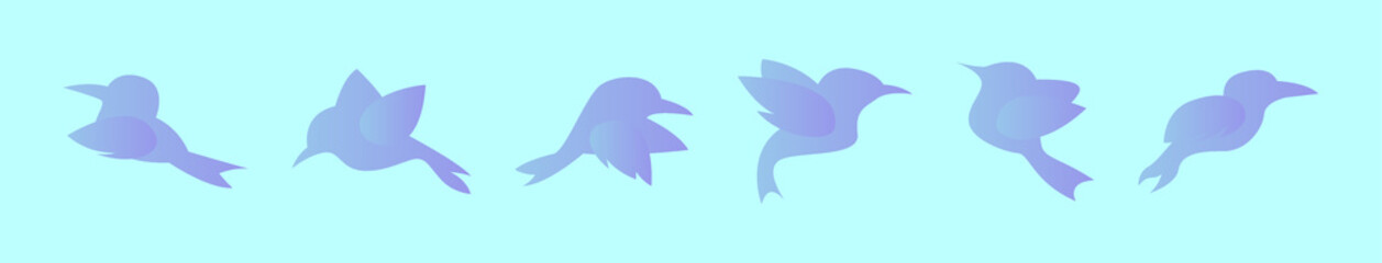 set of bird cartoon icon design template with various models. vector illustration isolated on blue background