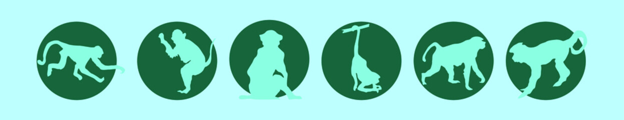 set of holiday monkey cartoon icon design template with various models. vector illustration isolated on blue background