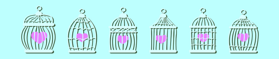 set of bird cage cartoon icon design template with various models. vector illustration isolated on blue background