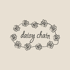 daisy chain, flowers, floral, logo, transparency, pencil drawing
 