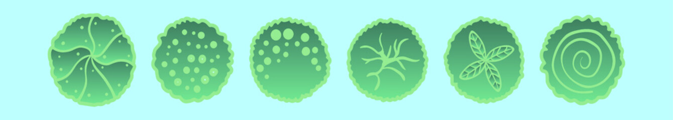 set of tree top view cartoon icon design template with various models. vector illustration isolated on blue background