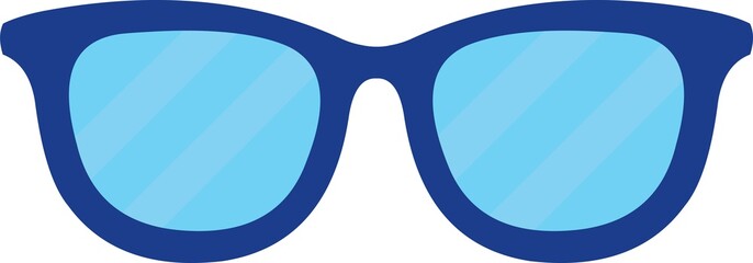 Vector illustration of an emoticon of blue glasses with their lenses with transparency