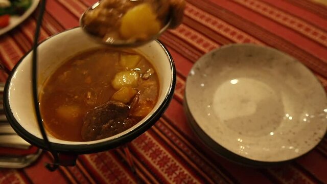 Bograch. Hungarian national dish. Walking.