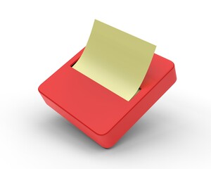 Blank Pop Up Sticky Notes Dispenser For Branding Mockup Template, 3d render illustration.