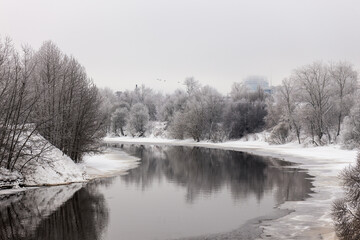 winter river in the city