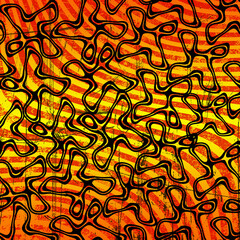 line art on abstract geometric shapes