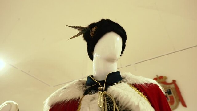 Historical costume. A mannequin dressed in a historic old hetman costume. Ukraine.