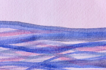 Fototapeta na wymiar Blue Purple and Pink Macro Wavy Watercolor Lines