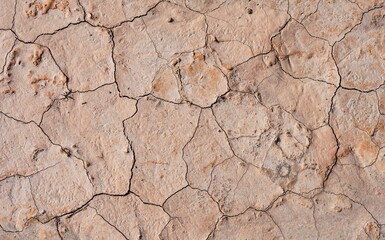 Fototapeta High angle closeup shot of cracked land texture for a background obraz