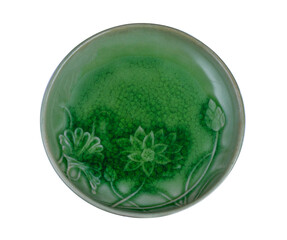 Green plate on white background