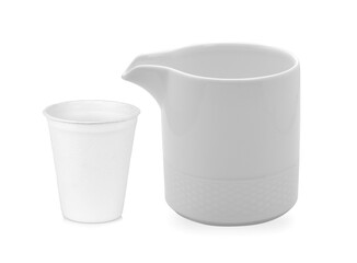 White tea glass on white background