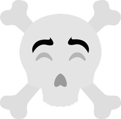 Vector emotional illustration of a cartoon skull with a happy expression