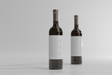 Red Wine Bottle with Empty Label
