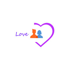 boy and girl icon in the middle of love icon