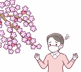 マスクをしたまま花見をする人
