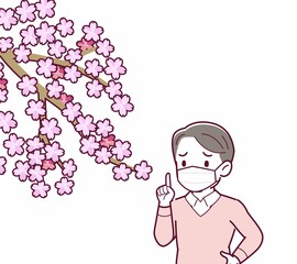 マスクをしたまま花見をする人