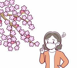 マスクをしたまま花見をする人