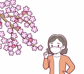 マスクをしたまま花見をする人