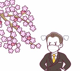 マスクをしたまま花見をする人