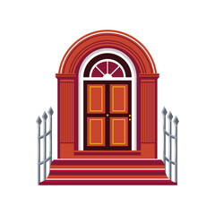 Victorian front door detailed flat icon vector illustration