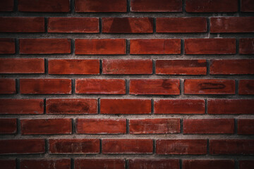 Brick wall of red color background