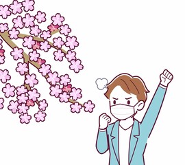 マスクをしたまま花見をする人