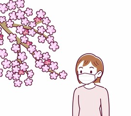マスクをしたまま花見をする人