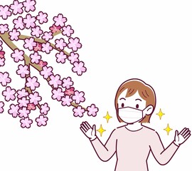 マスクをしたまま花見をする人