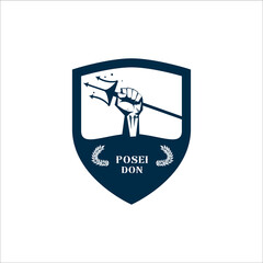 Logo  hand holding  trident of greek god Poseidon