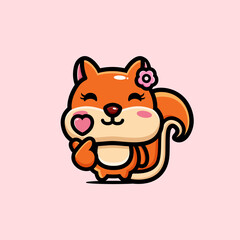 cartoon cute female squirrel animal vector design