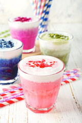 Different types of colored latte