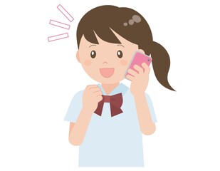 電話で話す笑顔の女子学生