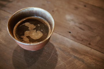 espresso cowboy coffee in ceramic cup