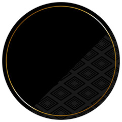 円形のフレーム　ブラック＆ゴールド　一部に入子菱模様