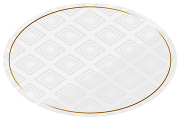 楕円形のフレーム　ホワイト＆ゴールド　全面に入子菱模様