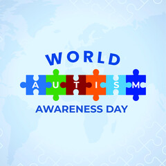 World Autism Awareness Day in 2nd April. Concept with puzzle pieces as symbol of autism.