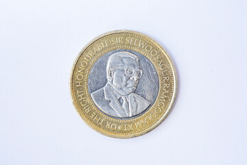Mauritian 20 rupee coin.
